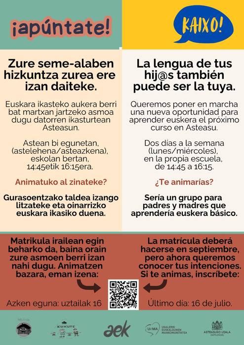 Euskara ikasteko aukera berri bat jarriko da martxan