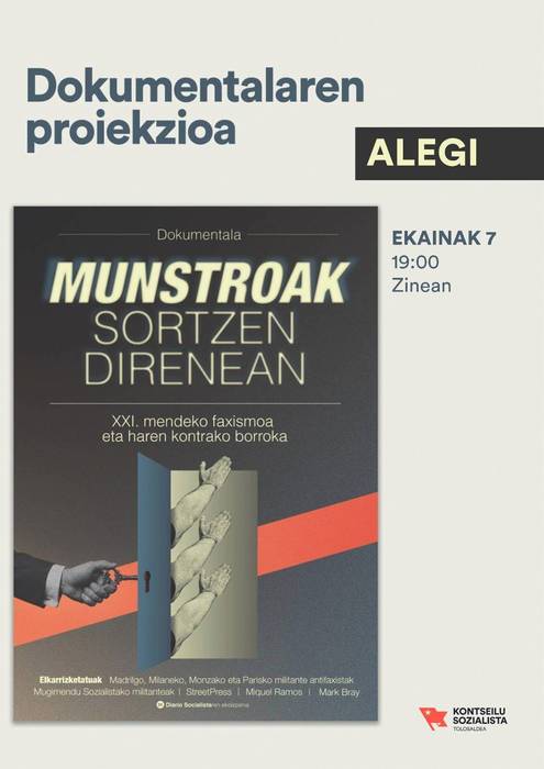 Igandean ‘Munstroak sortzen direnean’ dokumentala eskainiko da 19:00etan zinean