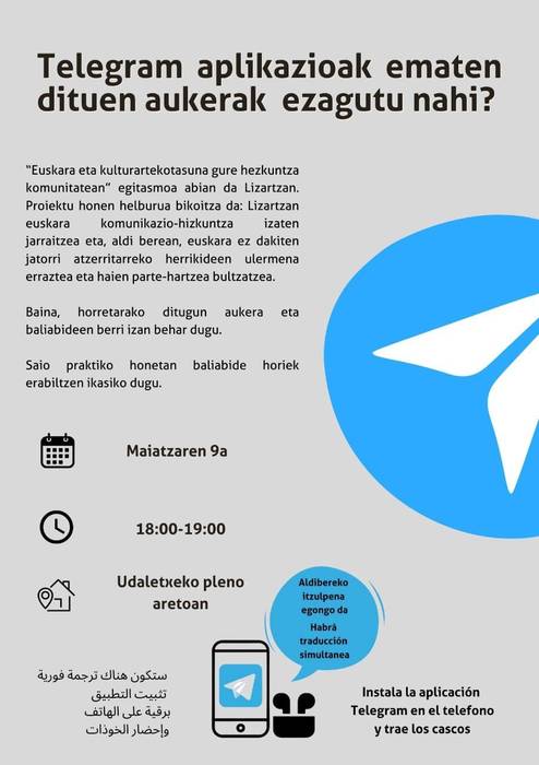 Telegram aplikazioari buruzko ikastaroa