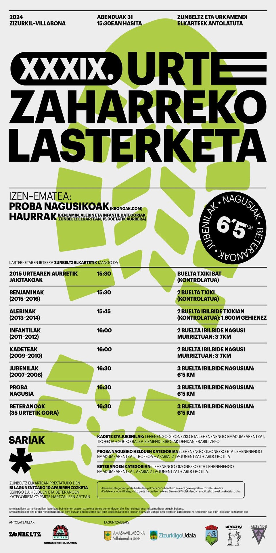 Villabonan eta Zizurkilen ere urtea korrika bukatzeko aukera izango da