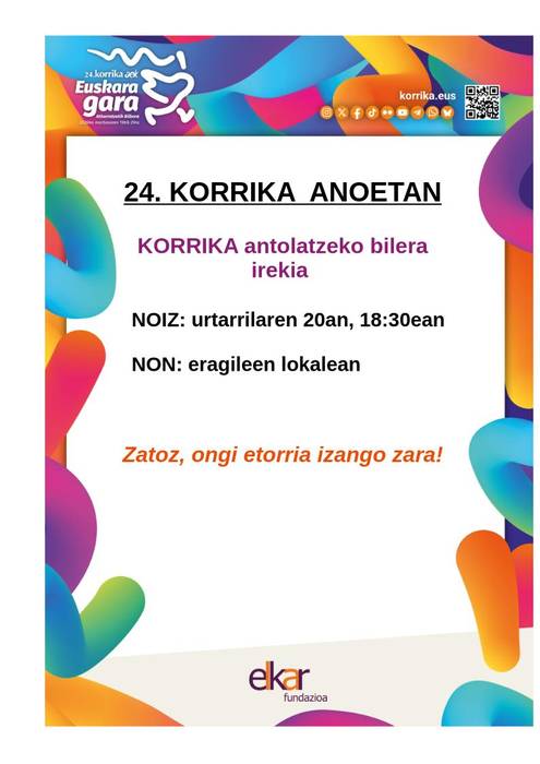 Korrika antolatzeko bilera irekia