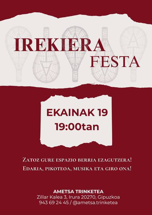 Ametsa Trinketeko taberna berriak ostiralean egingo du irekiera festa