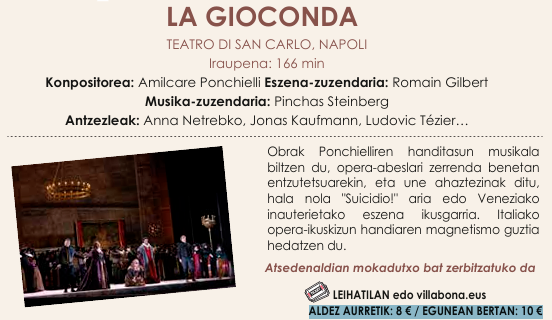 Opera pantailan: La Gioconda