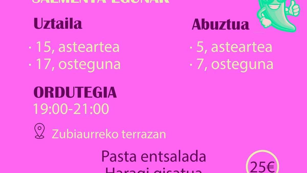 Kuadrilla eguneko bazkarirako tiketen salmenta