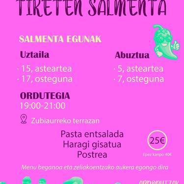 Kuadrilla eguneko bazkariko tiketen salmenta