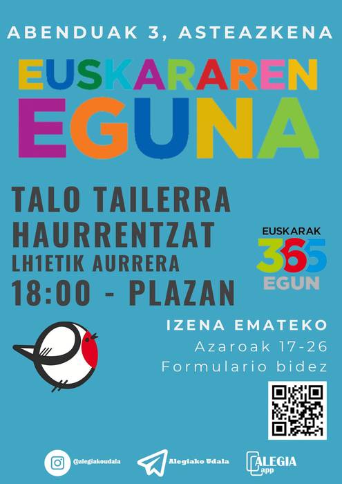 Euskararen Eguneko haurrentzako talo tailerra