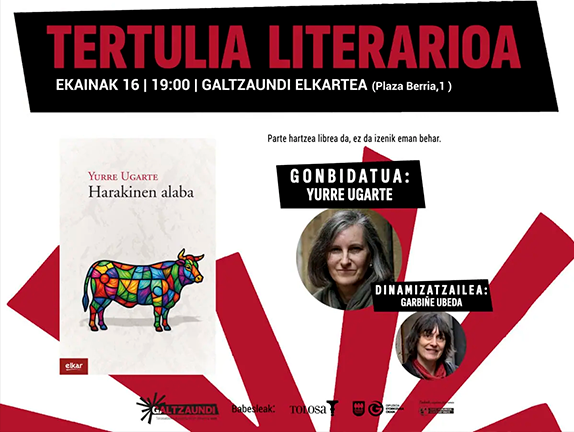 Yurre Ugarte elkarrizketatuko du Garbiñe Ubedak ekaineko Tertulia Literarioan