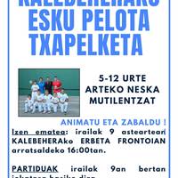 Irailaren 9a izango da Kalebeherako Esku Pelota Txapelketan izena emateko eguna