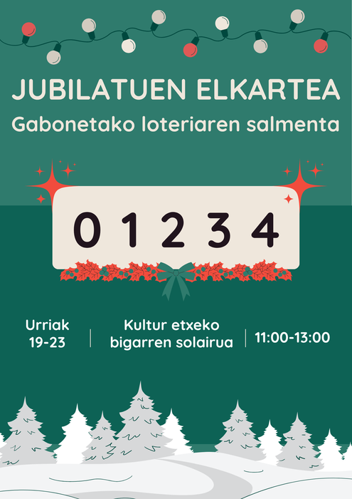 Jubilatuen elkarteak urriaren 19tik 23ra salduko du gabonetako loteria