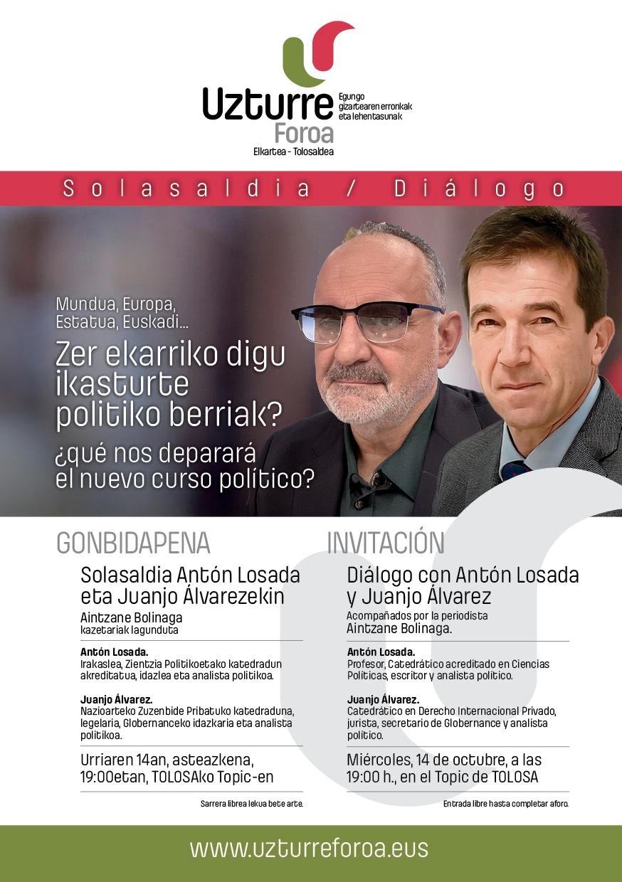 Juanjo Álvarez eta Antón Losada Uzturre Foroan izango dira