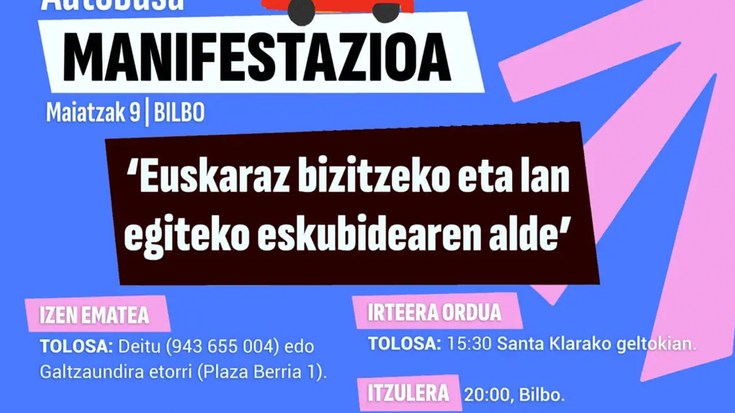Maiatzaren 9ko manifestaziora joateko autobusa Tolosaldetik