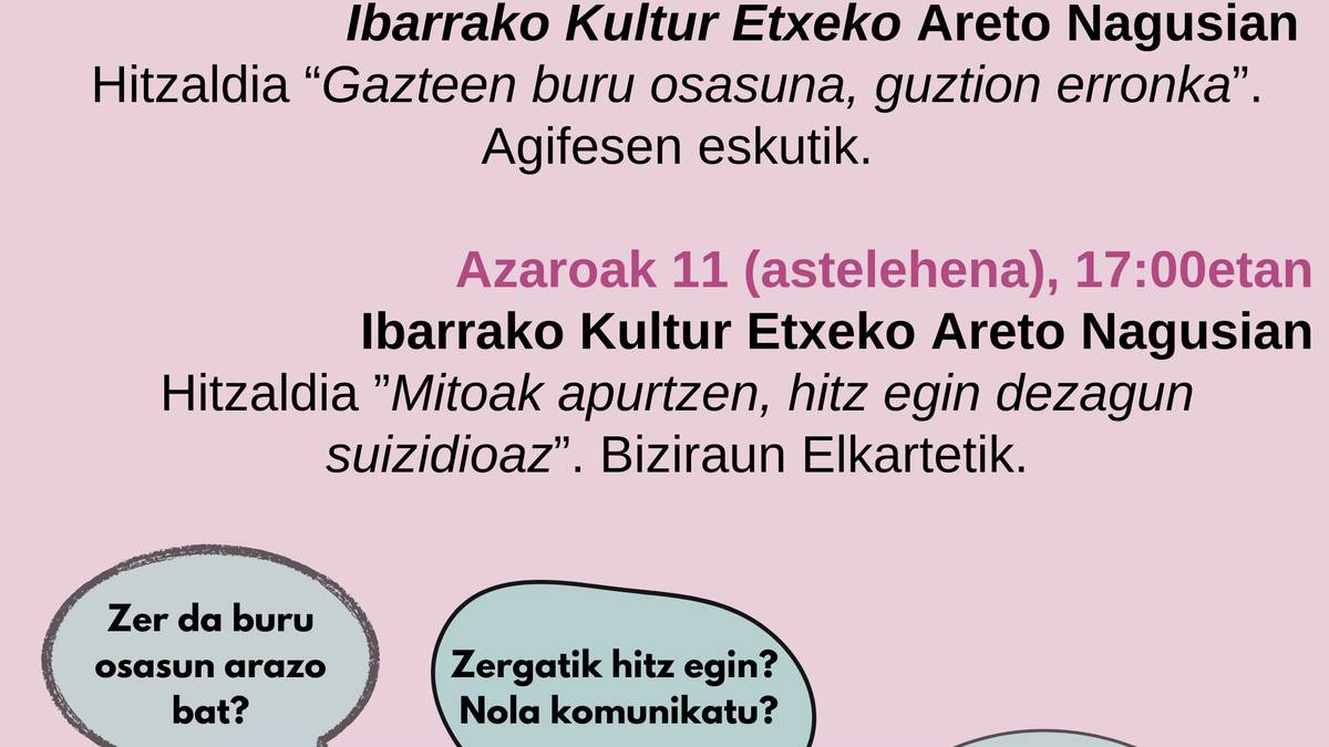 Hitzaldia: "Mitoak apurtzen, hitz egin dezagun suizidioaz"