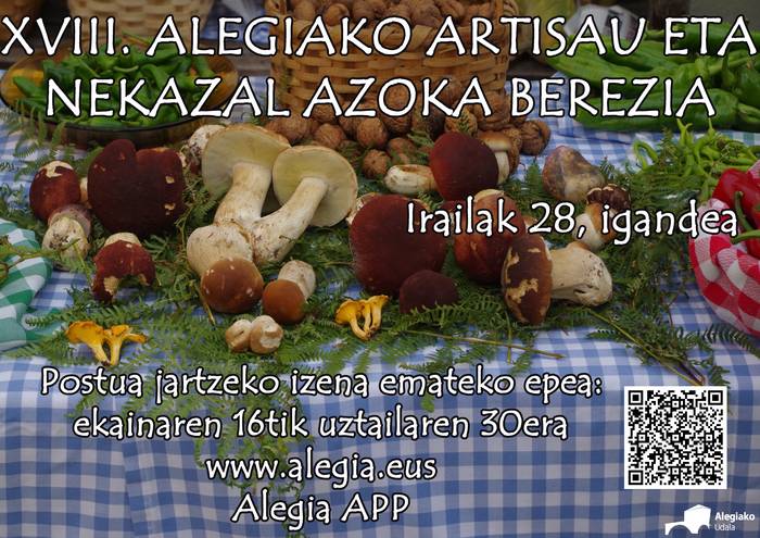 Zabalik dago irailaren 28an egingo den Artisau eta Nekazal Azoka Berezian postua jartzeko izena ematea