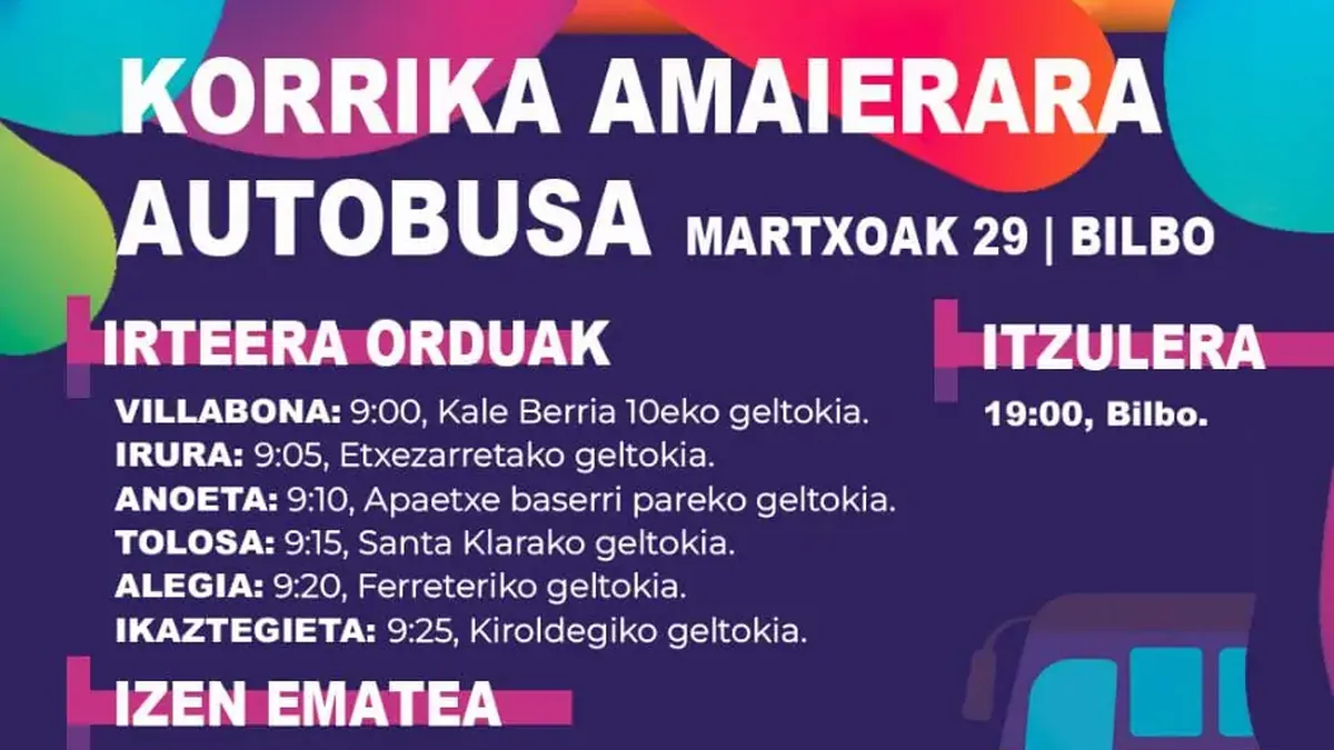 Gerturatu Korrika amaierako jaira autobusez Tolosaldetik