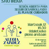 Alegiako Zaintza Plana garatzen jarraitzeko saio irekia