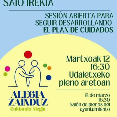 Alegiako Zaintza Plana garatzen jarraitzeko saio irekia
