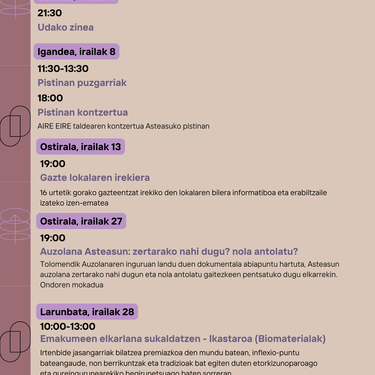 Asteasuko Kultur agenda