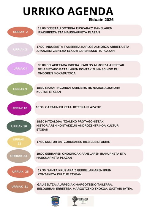 Elduaingo urriko agenda