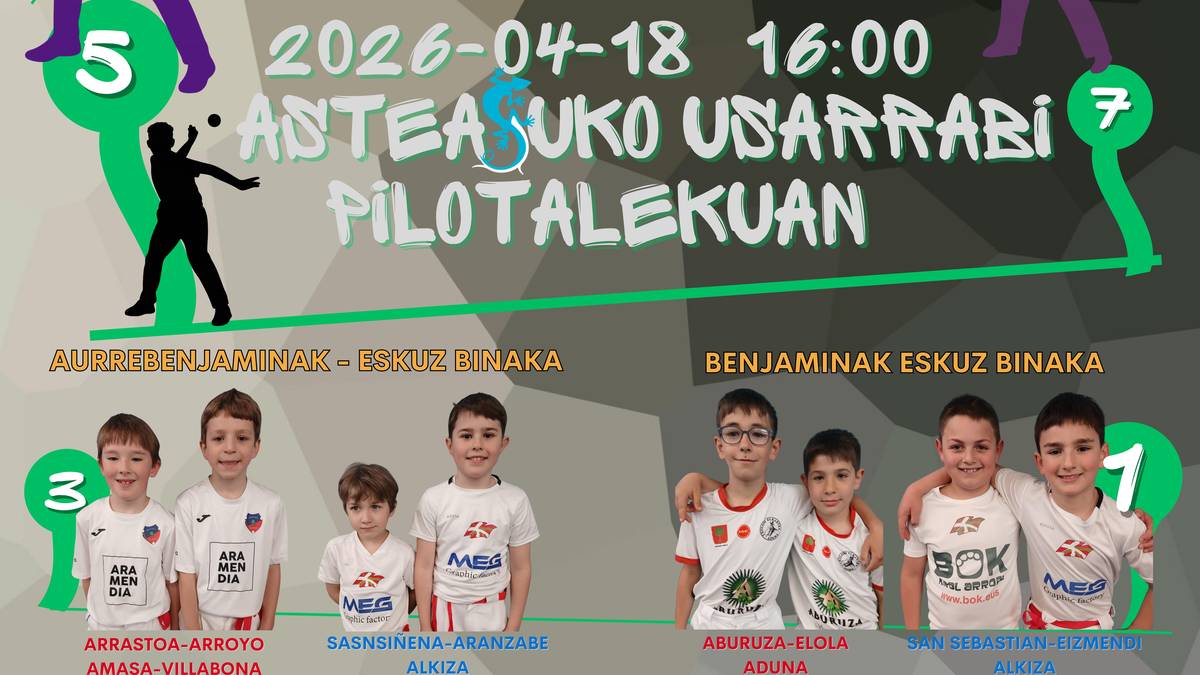 Aiztondo Pilota Topaketako finalak larunbatean jokatuko dira Asteasun