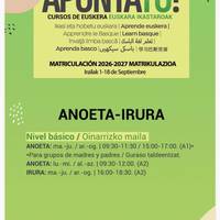 Euskara ikastaroetan izen-ematea Anoeta-Irura