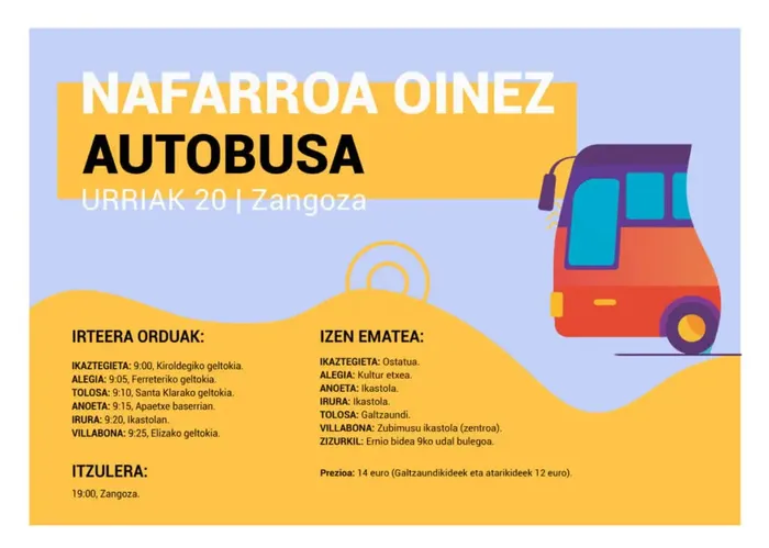 Etorri Nafarroa Oinez jaira autobusez Tolosaldetik