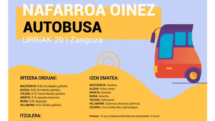 Etorri Nafarroa Oinez jaira autobusez Tolosaldetik