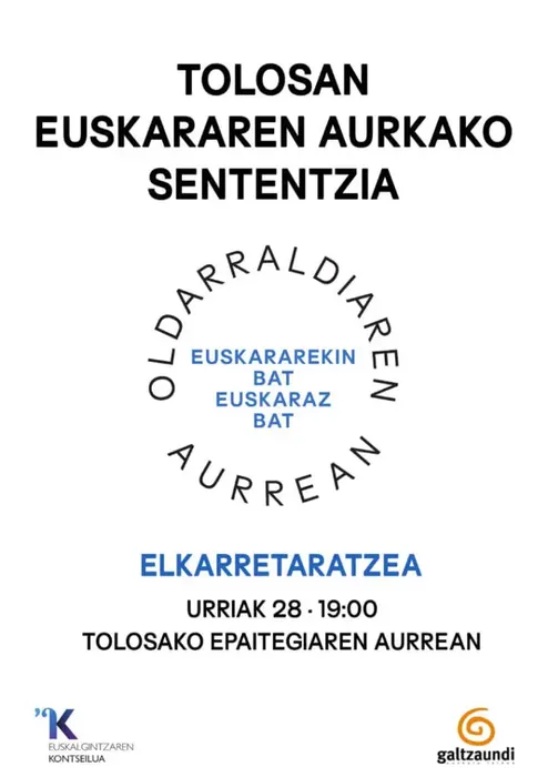 Elkarretaratzea astelehenean, epaitegietatik etorritako euskararen aurkako azken erasoa salatzeko