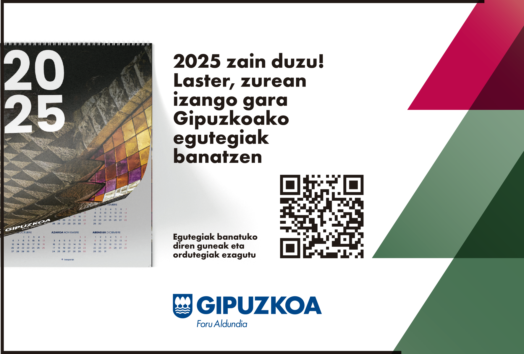 Foru Aldundiak 2025eko egutegiaren 40.000 ale banatuko ditu Gipuzkoan