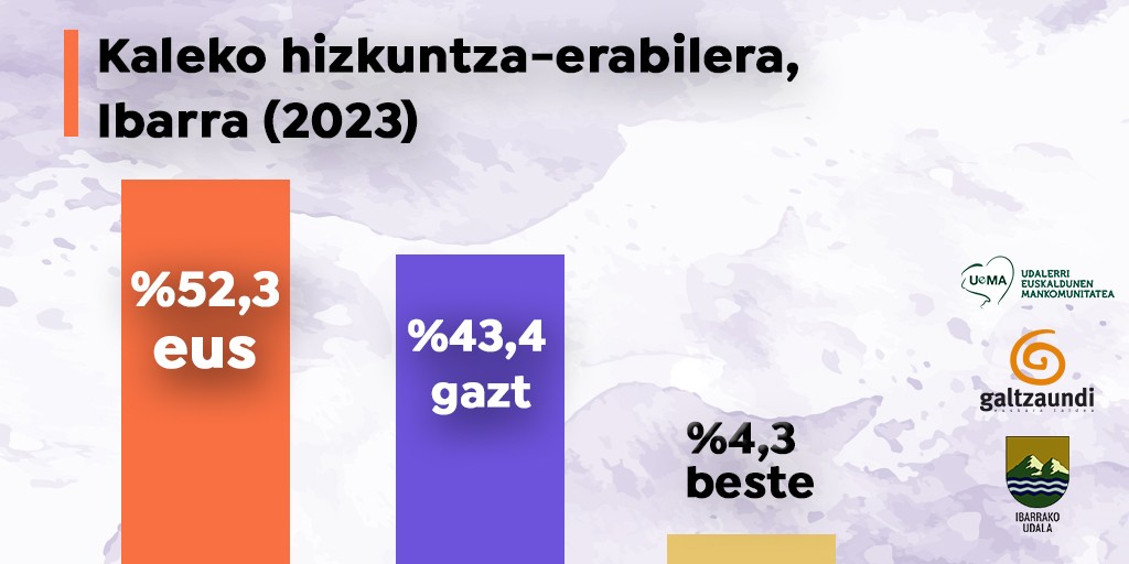 Ibarrako kaleetan euskararen erabilera % 52,3koa da