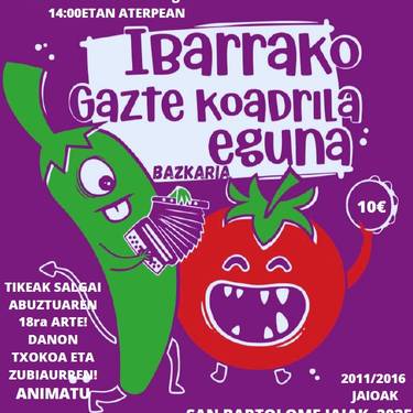 Ibarrako Gazte Koadrillen bazkarirako tiketak erosteko egunak
