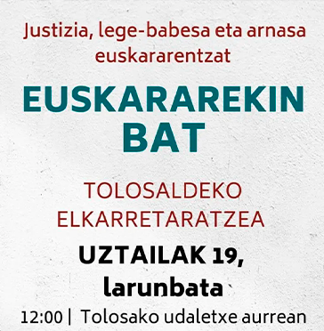 Euskararen aurkako erasoa salatzeko elkarretaratzea, larunbatean