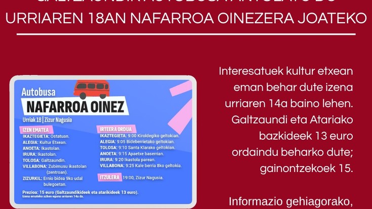 Autobusa Nafarroa Oinezera joateko