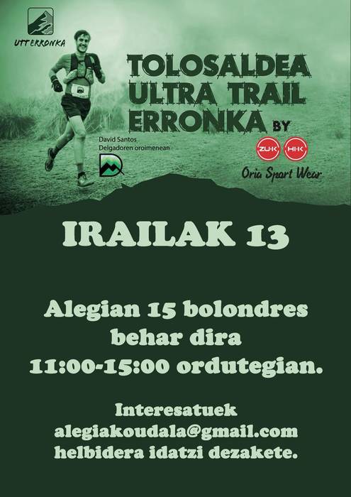 UTT Erronka mendi lasterketarako 15 bolondres behar dira irailaren 13rako