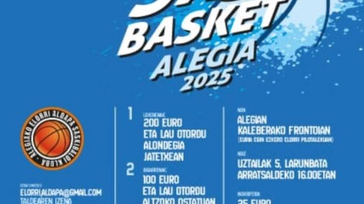 Elorri Aldapak 3x3 saskibaloi txapelketa