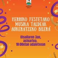 Herriko festetako musika taldeak aukeratzeko bilera