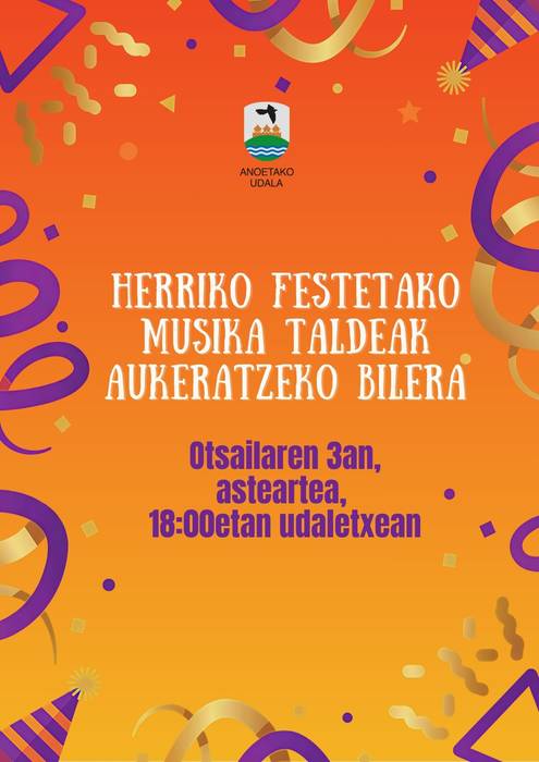 Herriko festetako musika taldeak aukeratzeko bilera