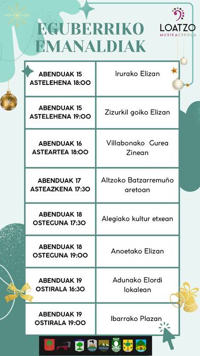 Loatzo musika eskolako eguberriko emanaldia