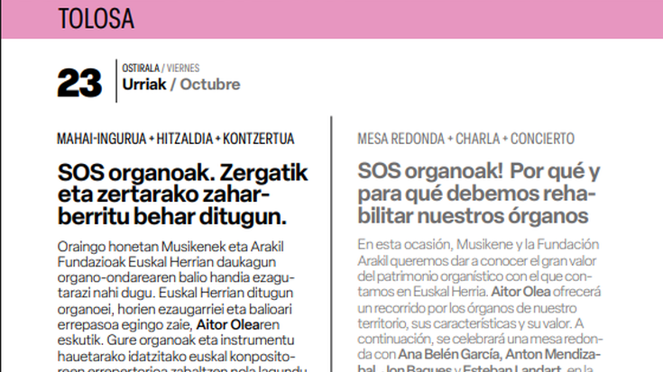 SOS organoak. Zergatik eta zertarako zaharberritu behar ditugun.