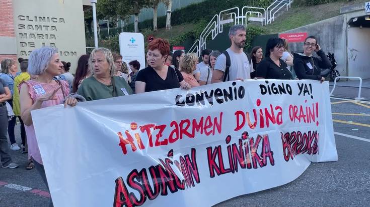 Asuncion Klinikako langileek 3 baldintza lortzea helburu hitzarmena berritzean