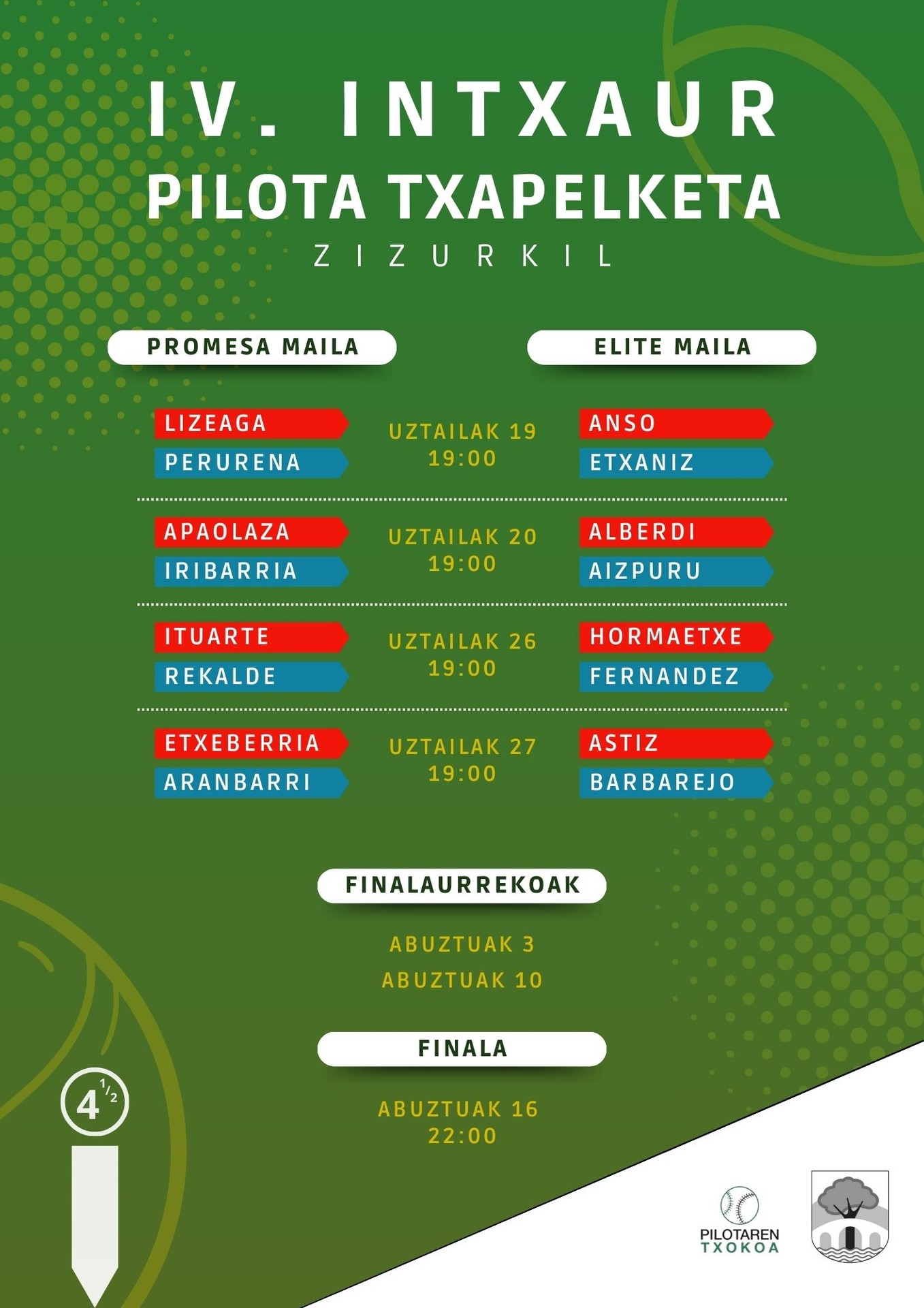 Ostiralean hasiko da Intxaur pilota txapelketa