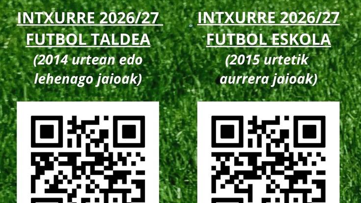 Intxurre futbol taldeak 2026-2027 denboraldirako izena emateak zabaldu ditu