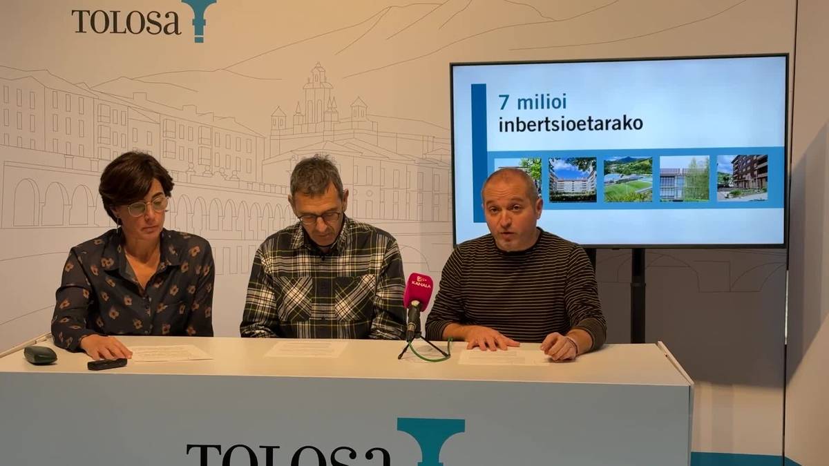 Zazpi milioi euro inbertituko ditu Tolosako Udalak proiektu hauetan